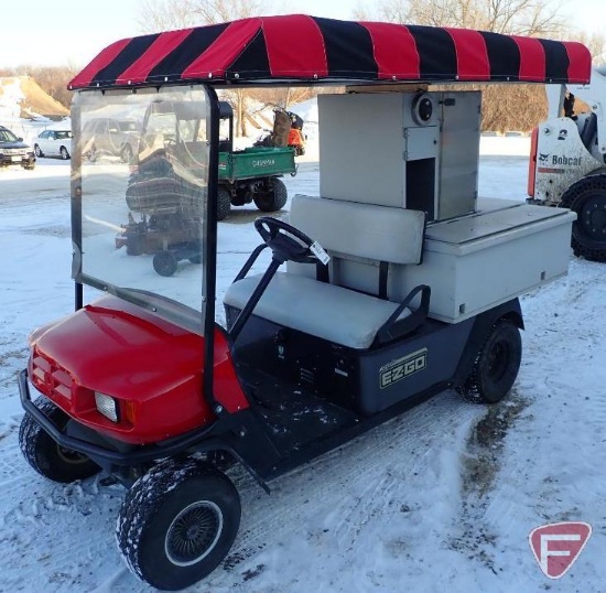 EZ-GO Refresher 1200 gas beverage golf car with top, windshield and lights, red, 3,976 hrs.