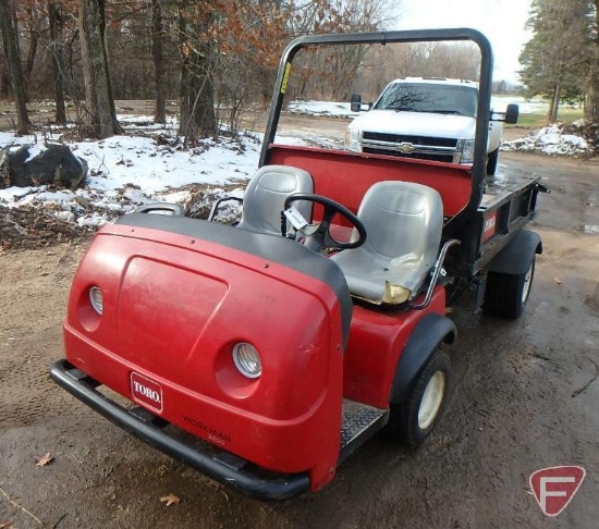 Toro Workman 3200 utility vehicle with power dump box, 3504.6hrs