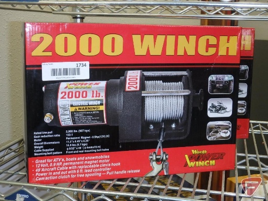 Wood Power Electric Winch 2000lb. 12v 0.9hp, 49" cable