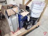 Sprayers (2), 5 gallon buckets, diesel motor oil
