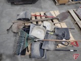 Dust pans, shovels, rakes