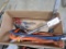 Bow saws, extension cord, squares, tin snips, plane