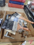 C-clamps, paint brushes, chuck key