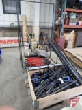 Welding curtains with frames, most disassembled, (8) curtains, (2) floor mats