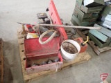 Casters, tool box, log chain, gas can, SMV signs, sling, electrical conduit connectors, bolts