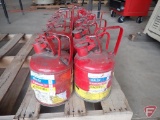 (9) 1 gallon safety cans, (1) quart size with pump