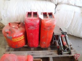 (3) Gas cans, (2) jacks