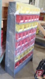 Metal rack with plastic storage bins, 36