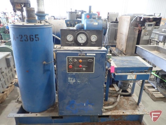 Quincy rotary screw vacuum pump, model QSVI 50ANN3E, 39832 hours showing, 230/480v, 3 phase, 50 hp