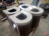 Double trash/recycling can, single trash cans