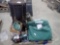 TARP, GERRY CAN, BOY SCOUT TRAIL TENT, NATURAL GAS HEATER,