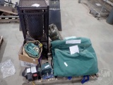 TARP, GERRY CAN, BOY SCOUT TRAIL TENT, NATURAL GAS HEATER,