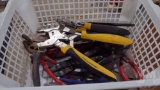WIRE CUTTERS, ADJUSTABLE PLIERS, SLIP JOINT PLIERS; CONTENTS OF BASKET