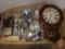 Silverware, metal dishes, Cornwall wall clock
