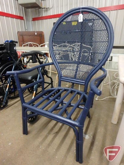 Painted high back rattan chair