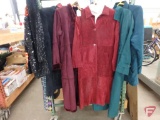 Ladies coats, some suede, sequin tops, sundress