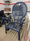 Painted high back rattan chair