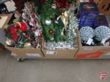 Christmas/Holiday: decorations, petal reflector lights, lighted wreaths, garland