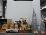Christmas/Holiday: lighted trees, fiber optic tree, battery-operated candles, straw animals