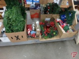 Christmas/Holiday: pre-lit garland and wreaths, lights, battery-operated candles, decorations