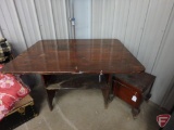 Vintage flip top table/bench and vintage shoe shine box, table top 44