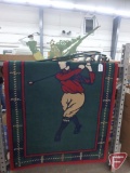 Golf-themed rug, outdoor metal cutout with hanger, and Welcome sign