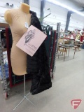 Dress mannequin on stand, faux fur