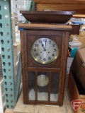 Vintage wall clock, crack in one glass panel, maker unknown