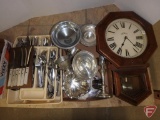 Silverware, metal dishes, Cornwall wall clock