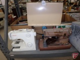 Singer sewing machines,1 with carry case and the white is missing the electric cord and foot pedal