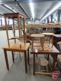 (3) stools, (3) tables, 1 with checkerboard top