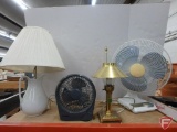 (2) lamps, (2) fans, pitcher lamp has been glued