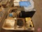 Roller chain-asst. sizes; steel cabinet with misc hardware-keystock, pipe fittings, fuses