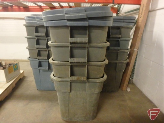 (12) Rubbermaid polycontainers with (12) lids, 21"w x 21"l x 22"h
