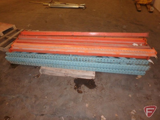 Pallet racking, (4) uprights, 30"w x 96"l x 100"h, 12 crossbars