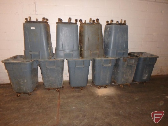 (10) Rubbermaid polycontainers with caster wheels, 23"w x 23"l x 28"h