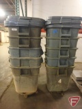 (10) Rubbermaid polycontainers with (2) caster wheels and (9) lids, 21