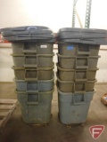 (10) Rubbermaid polycontainers with (2) caster wheels and (10) lids, 21