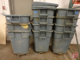 (11) Rubbermaid polycontainers with (3) caster wheels and (5) lids, 23