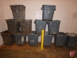 (12) Rubbermaid polycontainers with caster wheels, 21