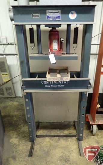 Continental Equipment Co. HV1200 30 ton shop press, 20 ton jack, 24" inside width, 11" deck