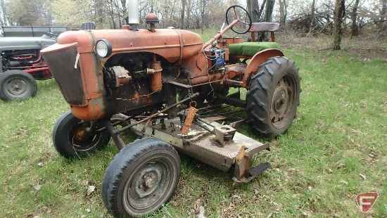 1950 Allis Chalmers Model C tractor, 4 cylinder gas engine, with woods, 73" mower deck