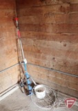 Fishing rods, ice auger, bobbers, fishing net