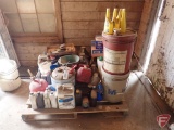 Oils, Lubrication, gas cans, antifreeze, oils filters; contents of pallet