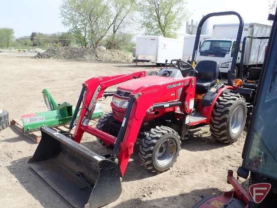 Mahindra 2516 HST 4WD tractor with front loader, 4' bucket, joystick control, model ML105, 418 hrs.