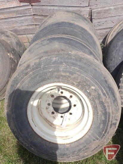 (4) 12.5LX16 implement tires on 8 bolt rims, all have side cracking