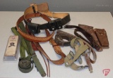 Leather holsters, cartridge loop belt, slings, belts