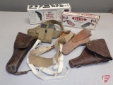 Leather holsters, duty belt with 1911 holster & mag pouches & magazines