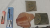 Stealth defense security comb, leather holster, ammo pouches