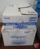 Moist towelettes, paper food trays
